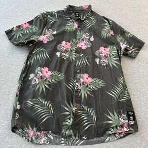 Disney Neff Mickey Mouse Floral Shirt Hawaiian Button Up Size XL